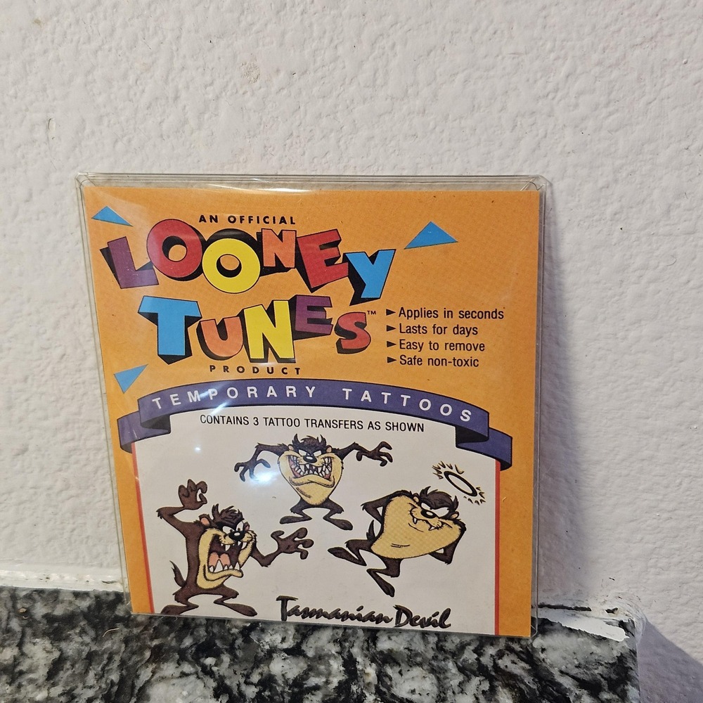 vintage‎ 1990s Looney Tunes Tasmanian Devil temporary tattoo sheet